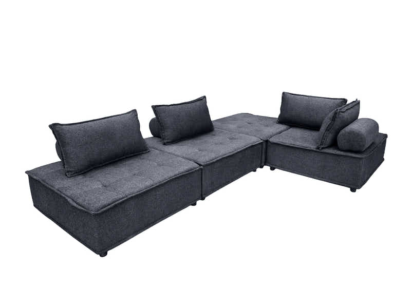Suellen Sectional Sofa Set Chenille Dark Grey