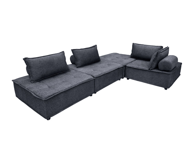 DS Suellen Sectional Sofa Set Chenille Dark Grey