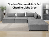 DS Suellen Sectional Sofa Set Chenille Light Grey