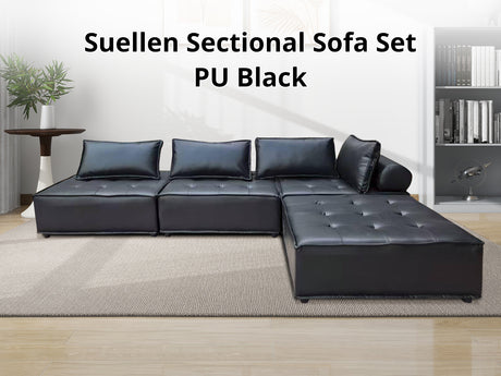 DS Suellen Sectional Sofa Set PU Black