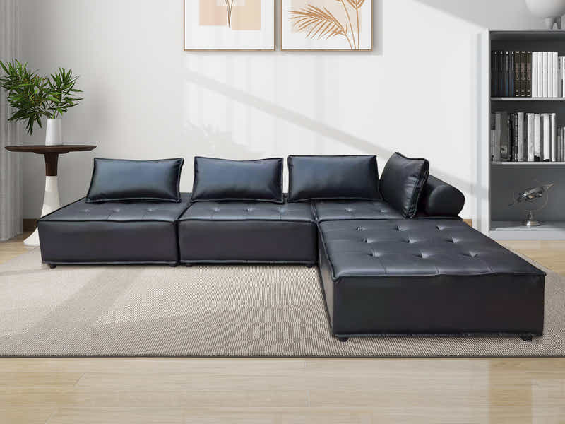 Suellen Sectional Sofa Set PU Black