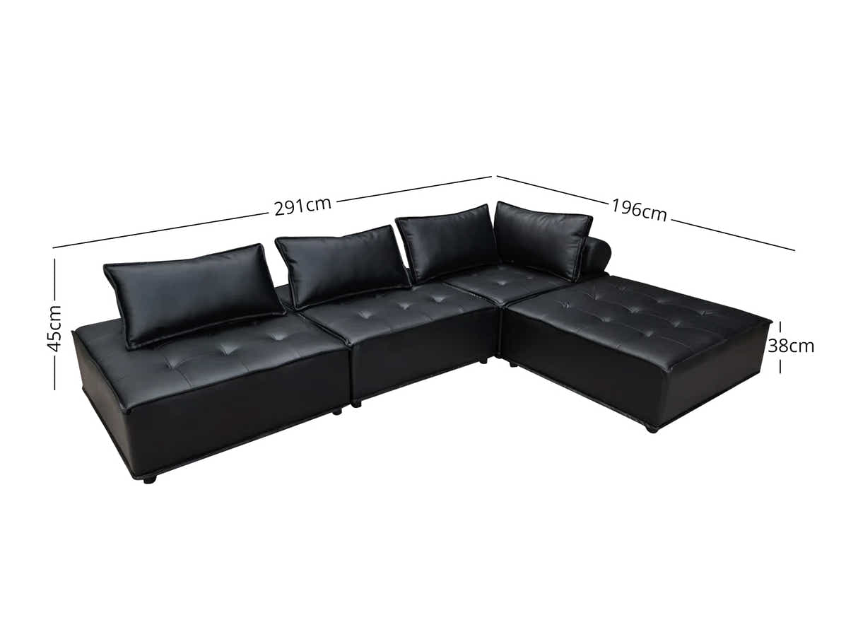 Suellen Sectional Sofa Set PU - Black