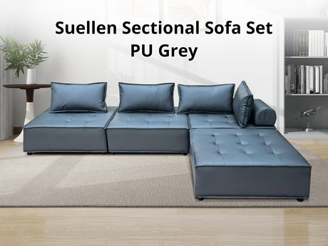 DS Suellen Sectional Sofa Set PU Grey