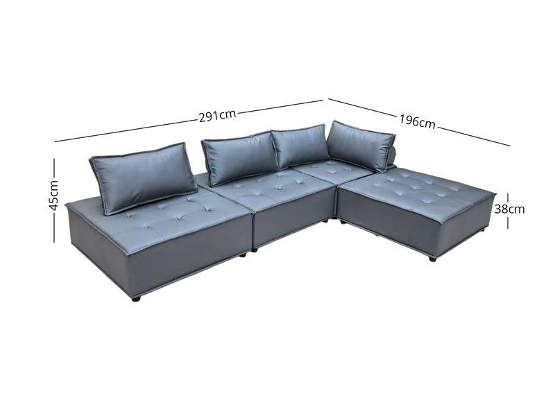 DS Suellen Sectional Sofa Set PU Grey