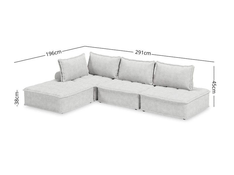 DS Suellen Sectional Sofa Set Pineapple Velvet White