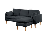 Darius Corner Sofa Linen - Black