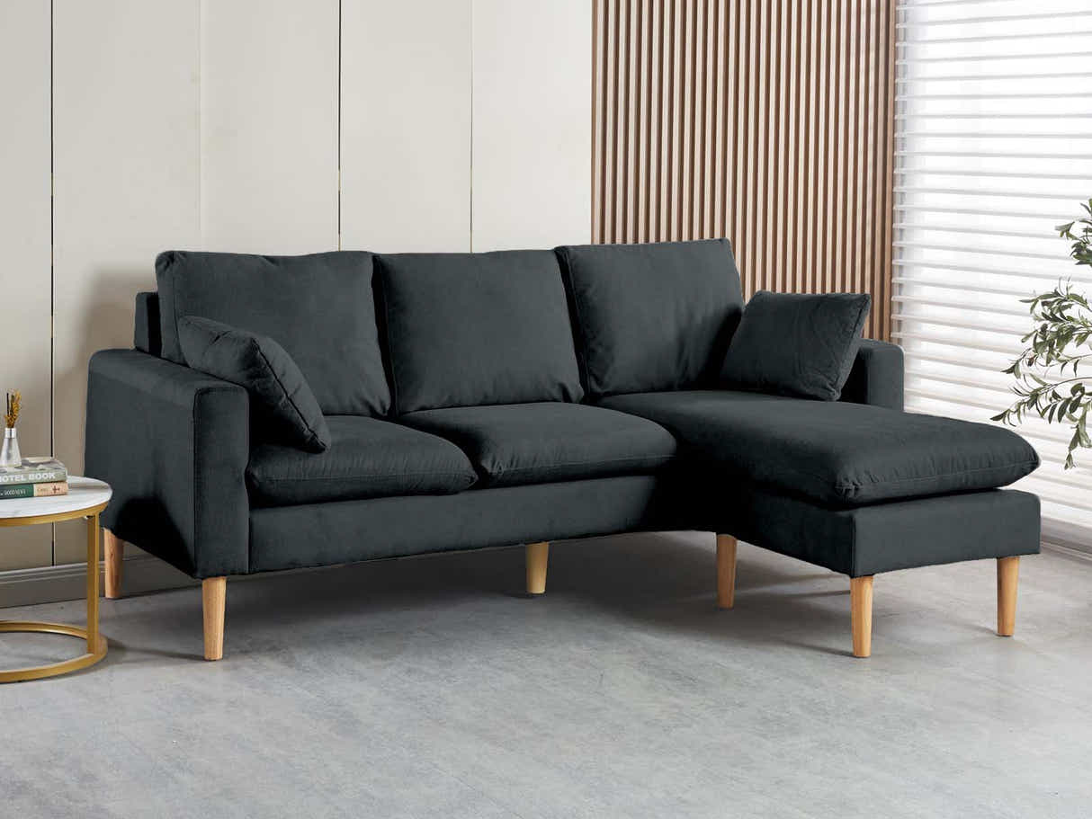 Darius Corner Sofa Linen - Black