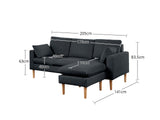 Darius Corner Sofa Linen - Black