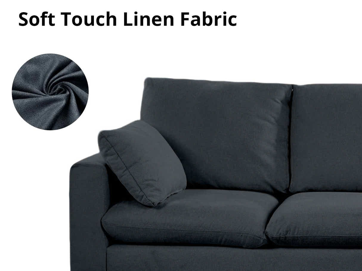 Darius Corner Sofa Linen - Black