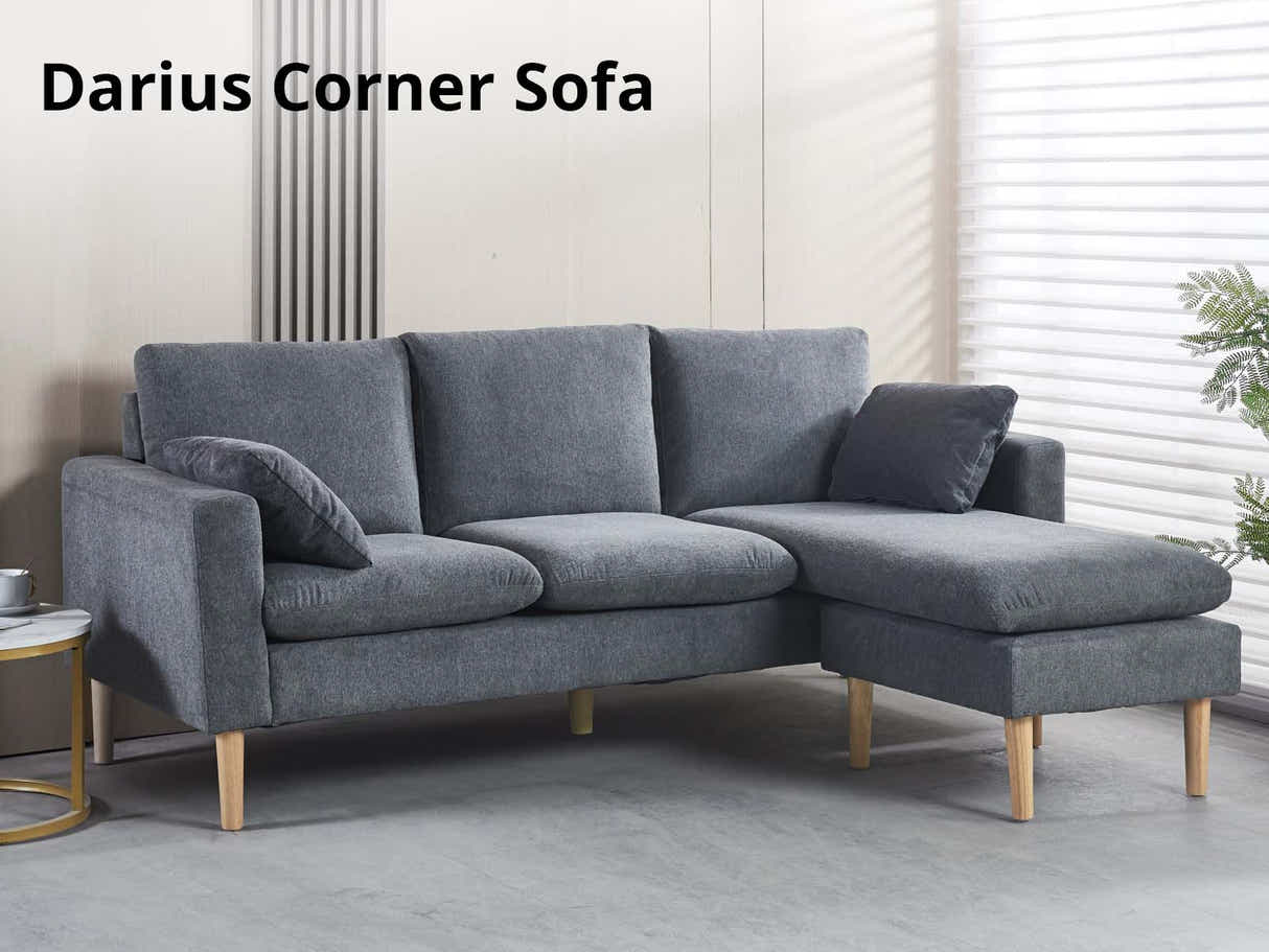 Darius Corner Sofa Linen - Grey