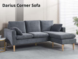 Darius Corner Sofa Linen - Grey