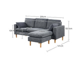 Darius Corner Sofa Linen - Grey