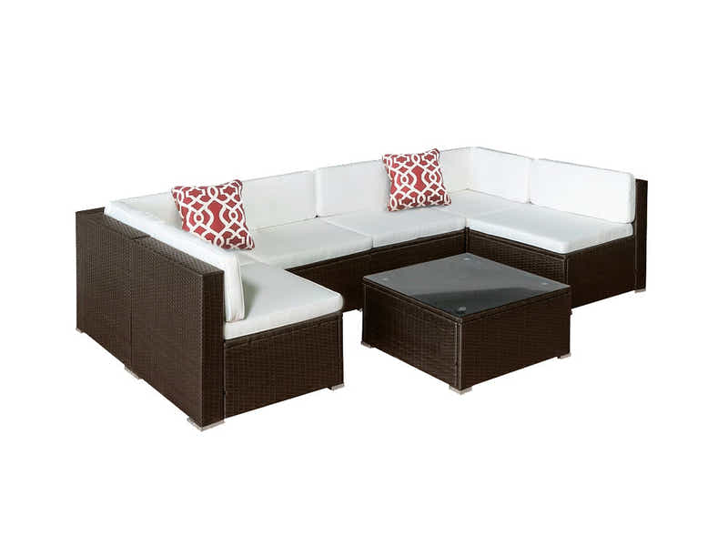 T Warren 7 pc outdoor sofa set beige