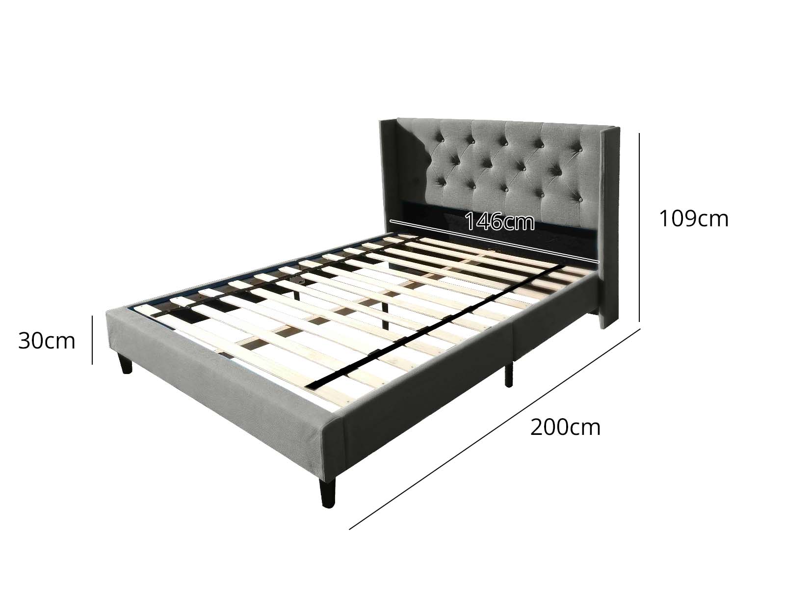 Cordelia Bed Frame Grey - Double
