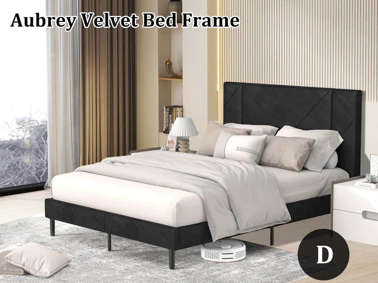 Aubrey Velvet Bed Frame & Boucle22 Mattress - Double