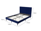 Aubrey Velvet Bed Frame Queen - Blue