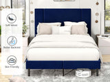 Aubrey Velvet Bed Frame Queen - Blue
