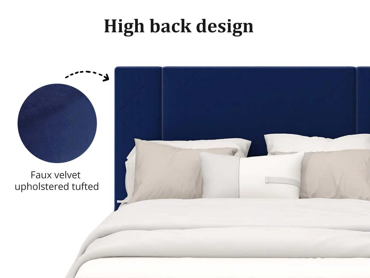 Aubrey Velvet Bed Frame Queen - Blue