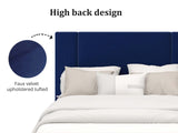 Aubrey Velvet Bed Frame Queen - Blue