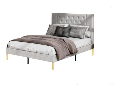 Matilda Velvet Bed Frame Double - Grey
