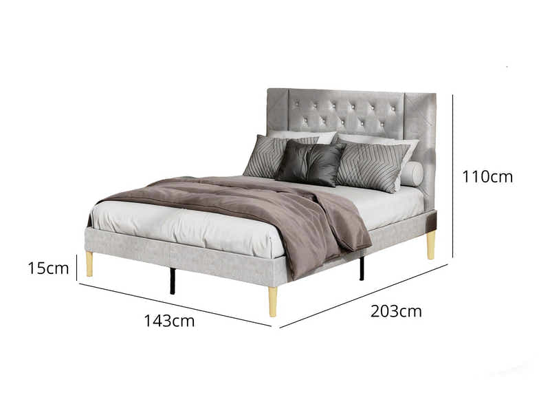 Matilda Velvet Bed Frame & Bon21Mattress - Double