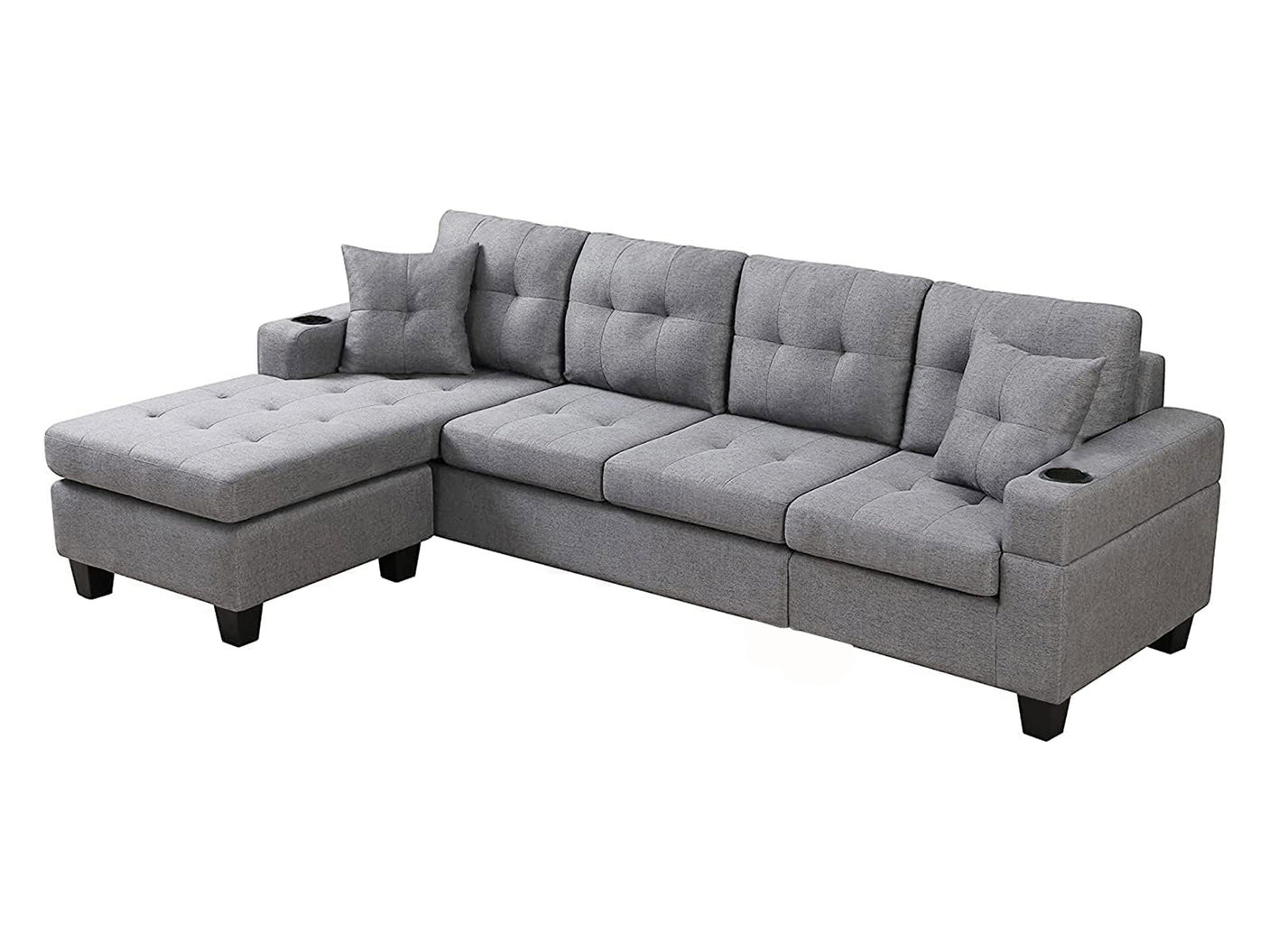 DS Marcia Sectional Sofa with Left Chaise Linen Grey