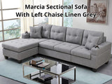 DS Marcia Sectional Sofa with Left Chaise Linen Grey