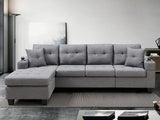 DS Marcia Sectional Sofa with Left Chaise Linen Grey