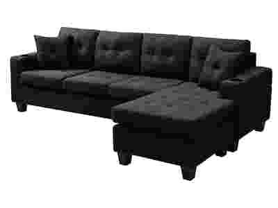 DS Marcia Sectional Sofa with Left Chaise Linen Black