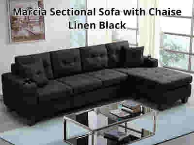 DS Marcia Sectional Sofa with Left Chaise Linen Black