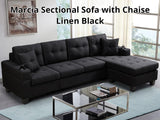 Marcia Sectional Sofa with Left Chaise Linen Black