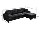 Marcia Sectional Sofa with Left Chaise Linen Black
