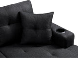 Marcia Sectional Sofa with Left Chaise Linen Black