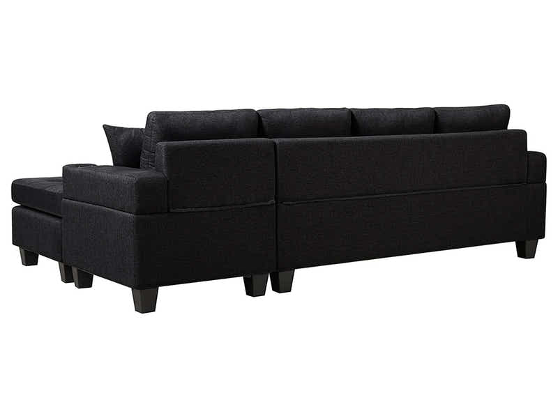 Marcia Sectional Sofa with Left Chaise Linen Black