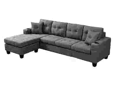 DS Marcia Sectional Sofa with Left Chaise Linen Grey
