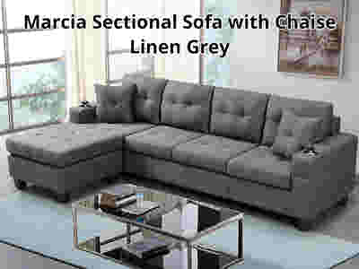 DS Marcia Sectional Sofa with Left Chaise Linen Grey
