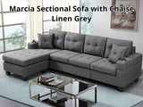 Marcia Sectional Sofa with Left Chaise Linen Grey