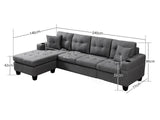 Marcia Sectional Sofa with Left Chaise Linen Grey