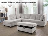DS Corner Sofa Set with Storage Ottoman Left Chaise