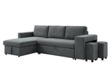 Phenis Pull Out Storage Sofa Bed with Footrest Dark Grey