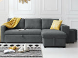 Phenis Pull Out Storage Sofa Bed with Footrest Dark Grey
