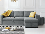 Phenis Pull Out Storage Sofa Bed with Footrest Grey