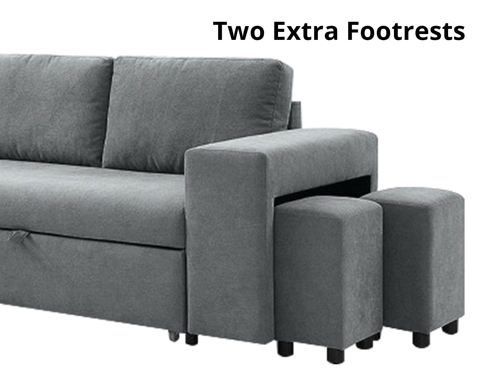 Phenis Pull Out Storage Sofa Bed with Footrest Grey