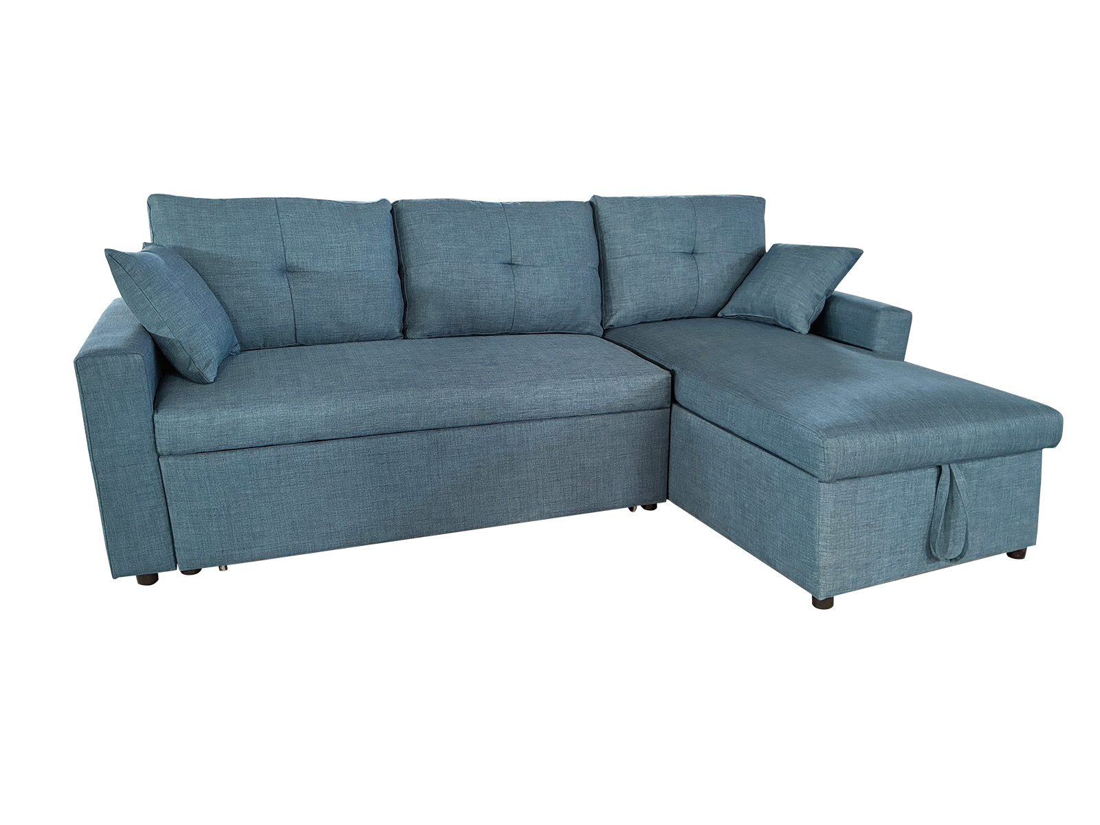 Rilla Pull Out Storage Sofa Bed Linen Blue
