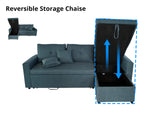 Rilla Pull Out Storage Sofa Bed Linen Blue