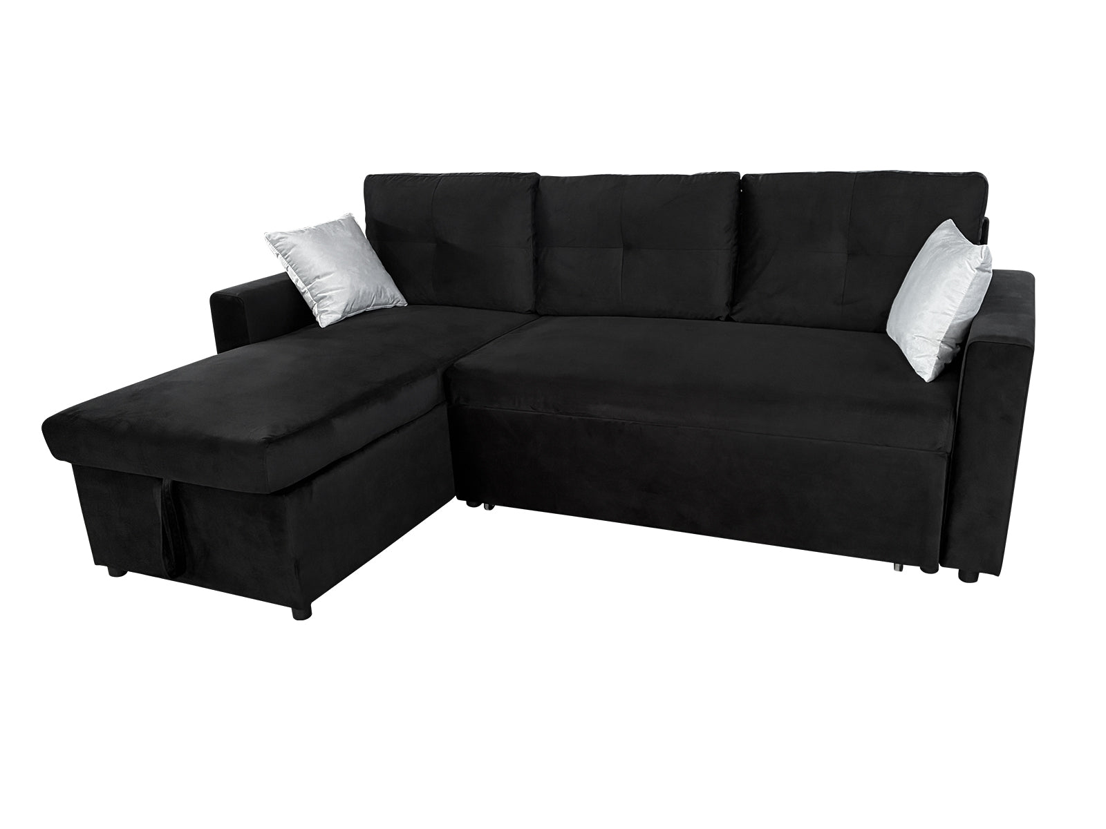 Rilla Pull Out Sofa Bed With Storage - Velvet Black