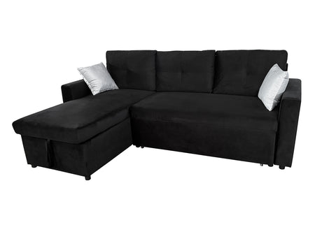 Rilla Pull Out Sofa Bed With Storage - Velvet Black