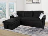 Rilla Pull Out Sofa Bed With Storage - Velvet Black