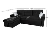 Rilla Pull Out Sofa Bed With Storage - Velvet Black