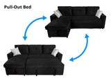 Rilla Pull Out Sofa Bed With Storage - Velvet Black